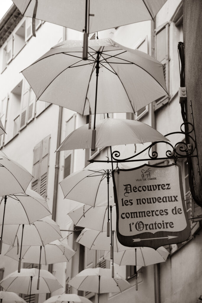 umbrellas on street in grasse france